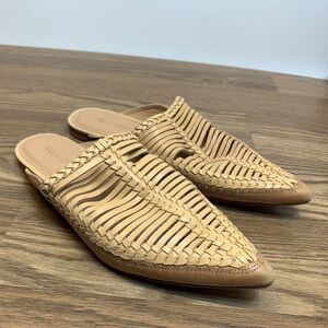 Ulla Johnson | Jana Babouche Leather Pointed Toe Mules Slides Shoes Nude Sz 40